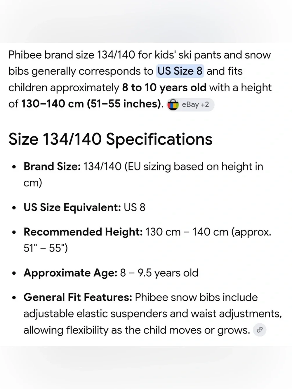 Phoebe Kids Insulated Sky Bib Overalls size 8-9.5 years Water and Wind Proof
